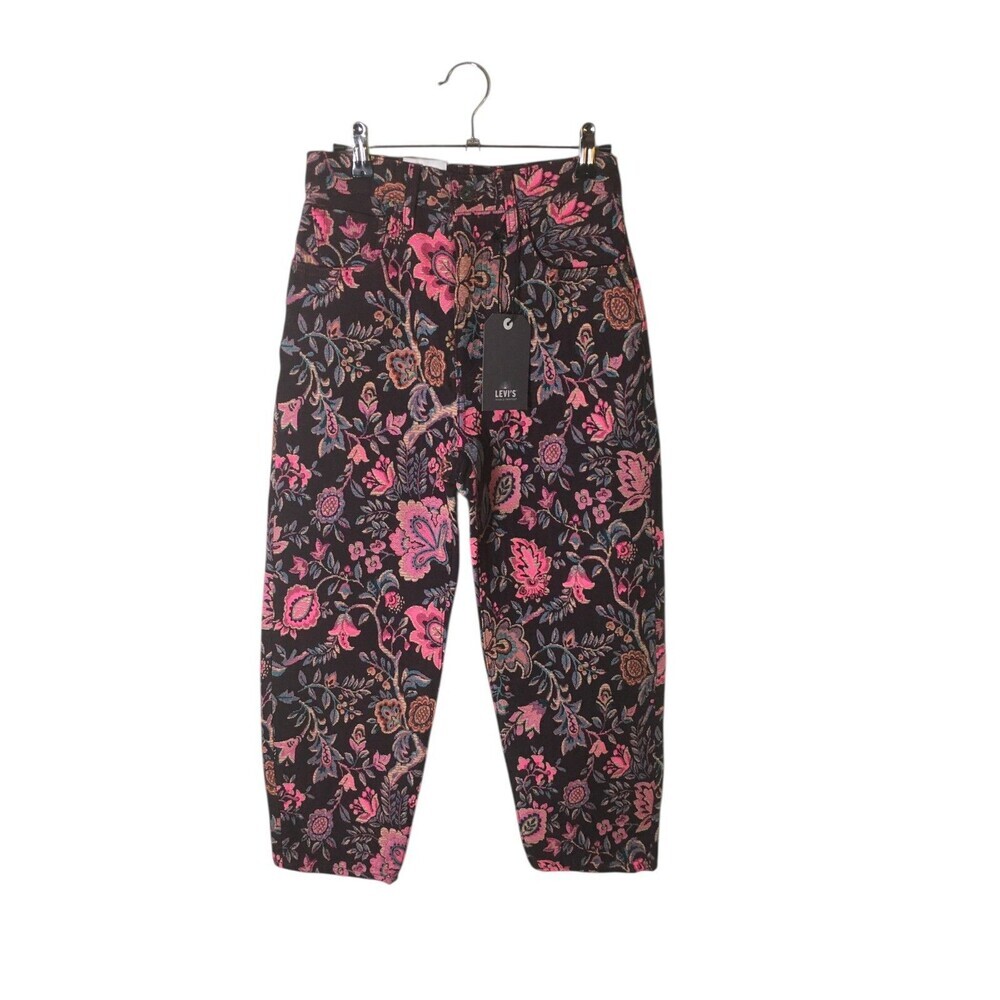 Levi's Pants Women's Sie 24 Purple Pink Floral Barrel Crop